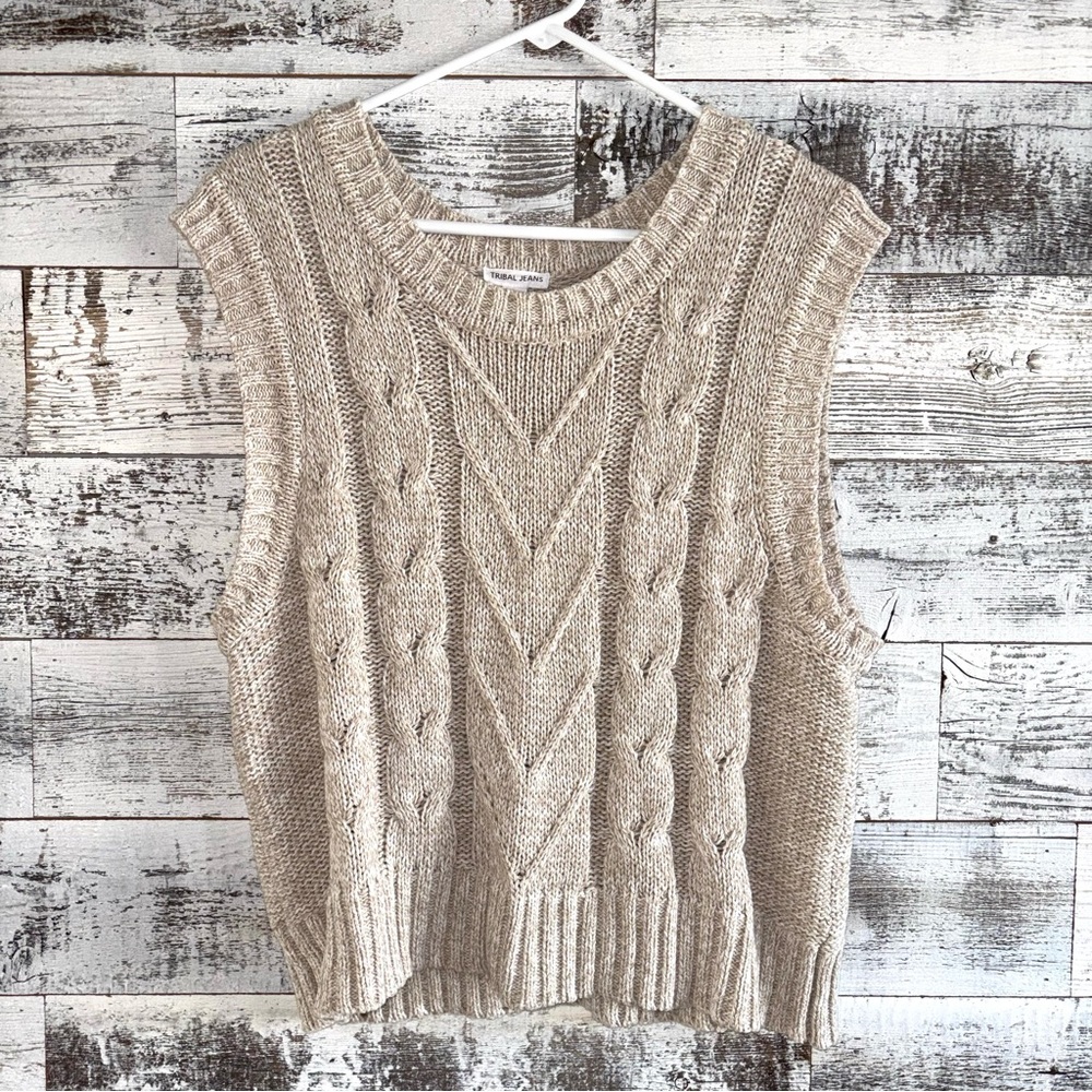 Tribal Jeans Cable Knit Sweater Vest Size Large